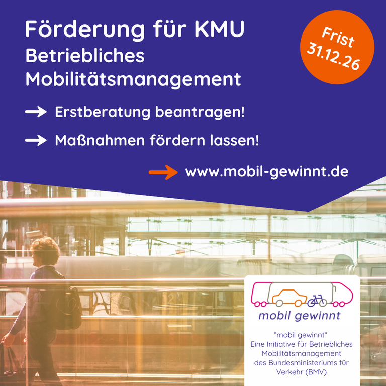 Förderanträge zum Betrieblichen  Mobilitätsmanagement wieder möglich